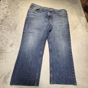 Mustang Jeans Mens 38x29 Blue Straight Regular Fit Distressed Medium Wash